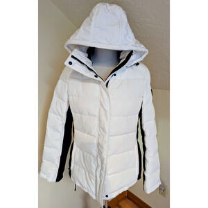 Calvin Klein Women’s White Hooded Puffer Jacket – Insulated Winter Coat